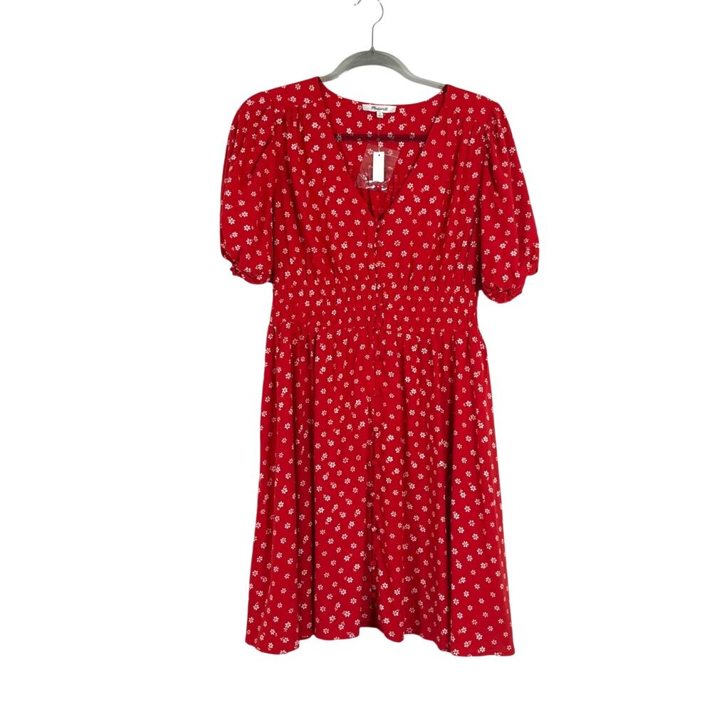 Madewell Sophia Mini Dress in Bandana Flower Red Medium Cottage Prairie Boho NWT